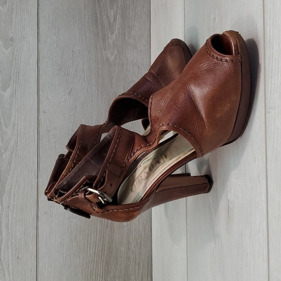 Prada Womens Ankle Zip Heels Pump Sandals shoes sz 37/7 - Picture 2 of 16